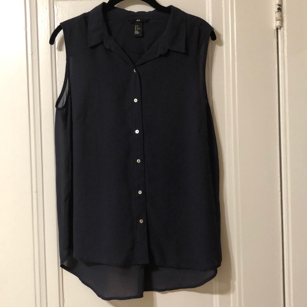 H&M Dark Blue Sheer Top